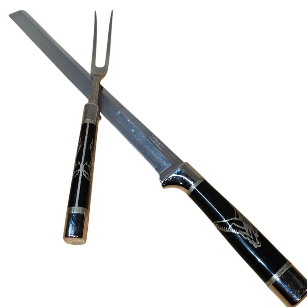 Carvel Hall by Briddell Fine Cutlery Carving Knife & Fork Duck Stainless Vintage